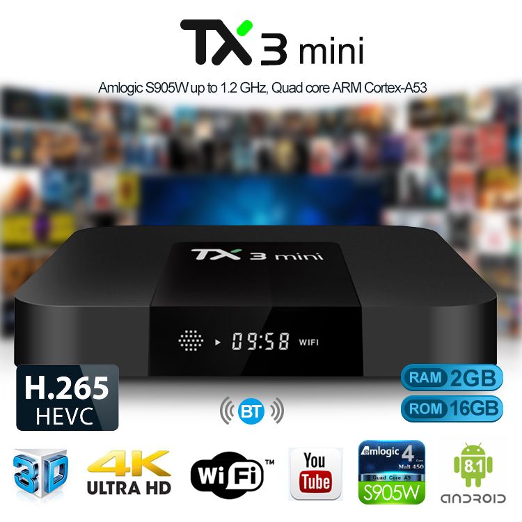 Android TV Box TX3 Mini Amlogic S905W dengan WiFi 2.4G Android 8.1 TV Box 1G/8G 2G/16G Media Player