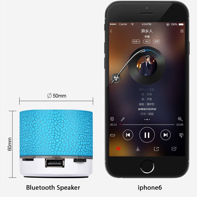 Bluetooth speaker mini wireless loudspeaker crack LED tf card usb subwoofer portable mp3 tunog wireless speaker para sa mobile phone