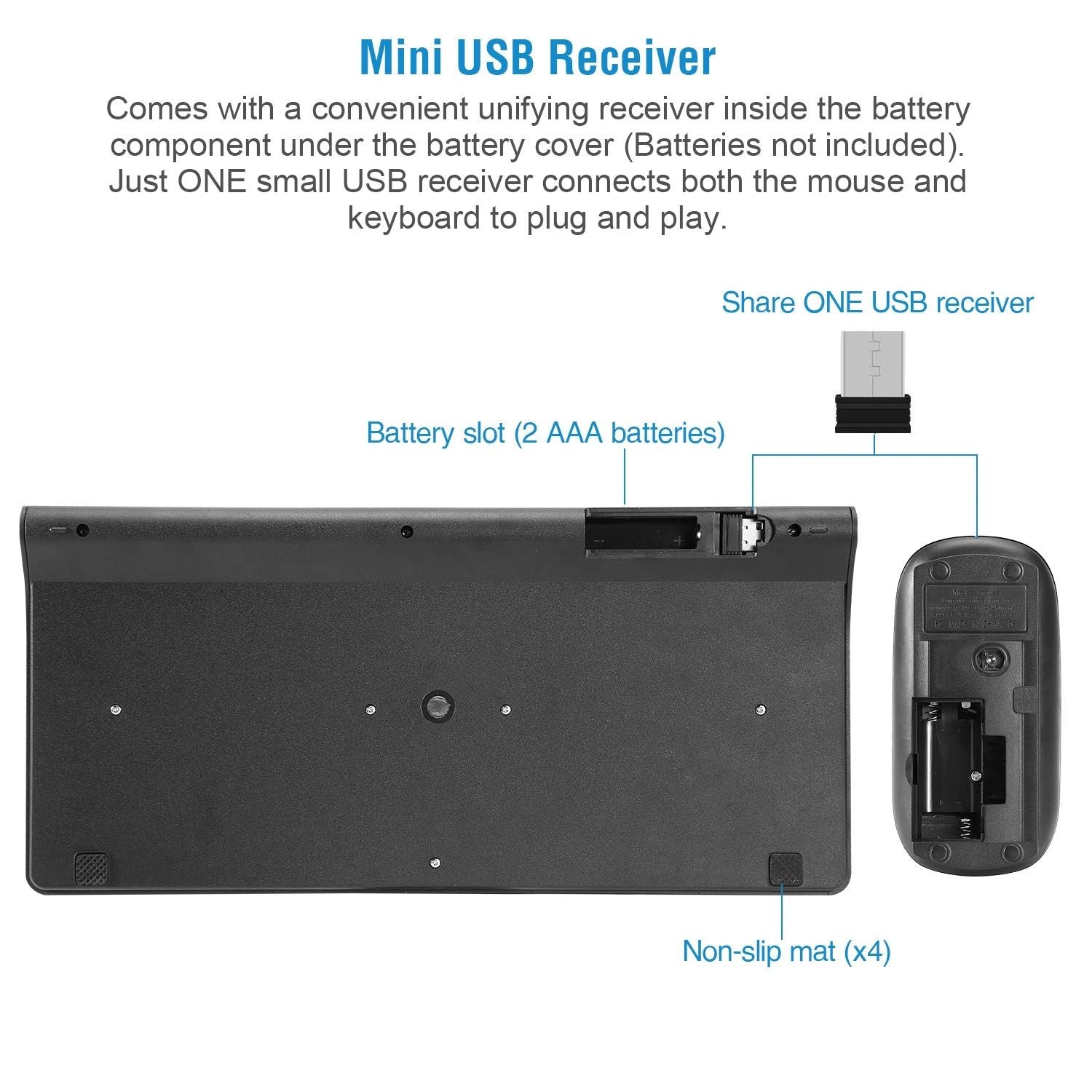 Méarchláir gan sreang agus luch 2.4GHz Ilmheáin Mini Mini Méarchláir Glacadóir USB Combos USB