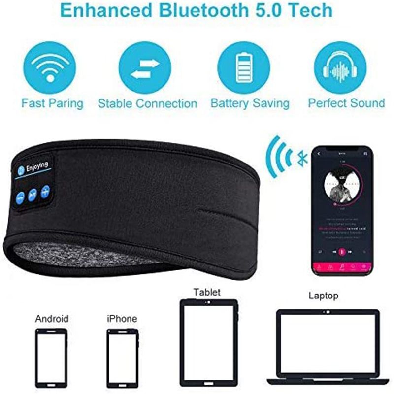 Fone Bluetooth Earphones Sport Sleeping Pannband Elastiska trådlösa hörlurar Musik Eye Mask Wireless Bluetooth Headset Headband