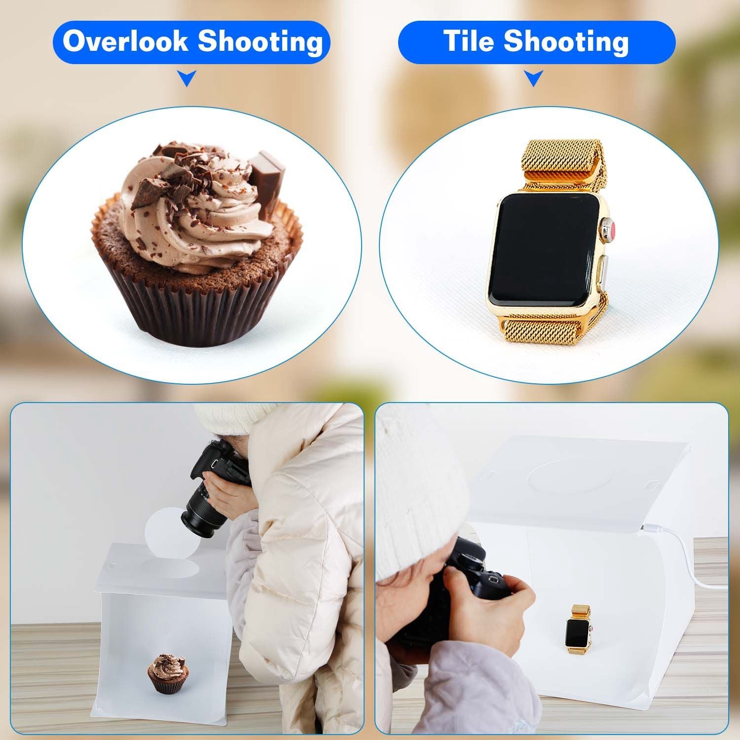 Mini Photo Studio Box Photography Kit Light Tent Kit de caja de luz LED plegable Kit