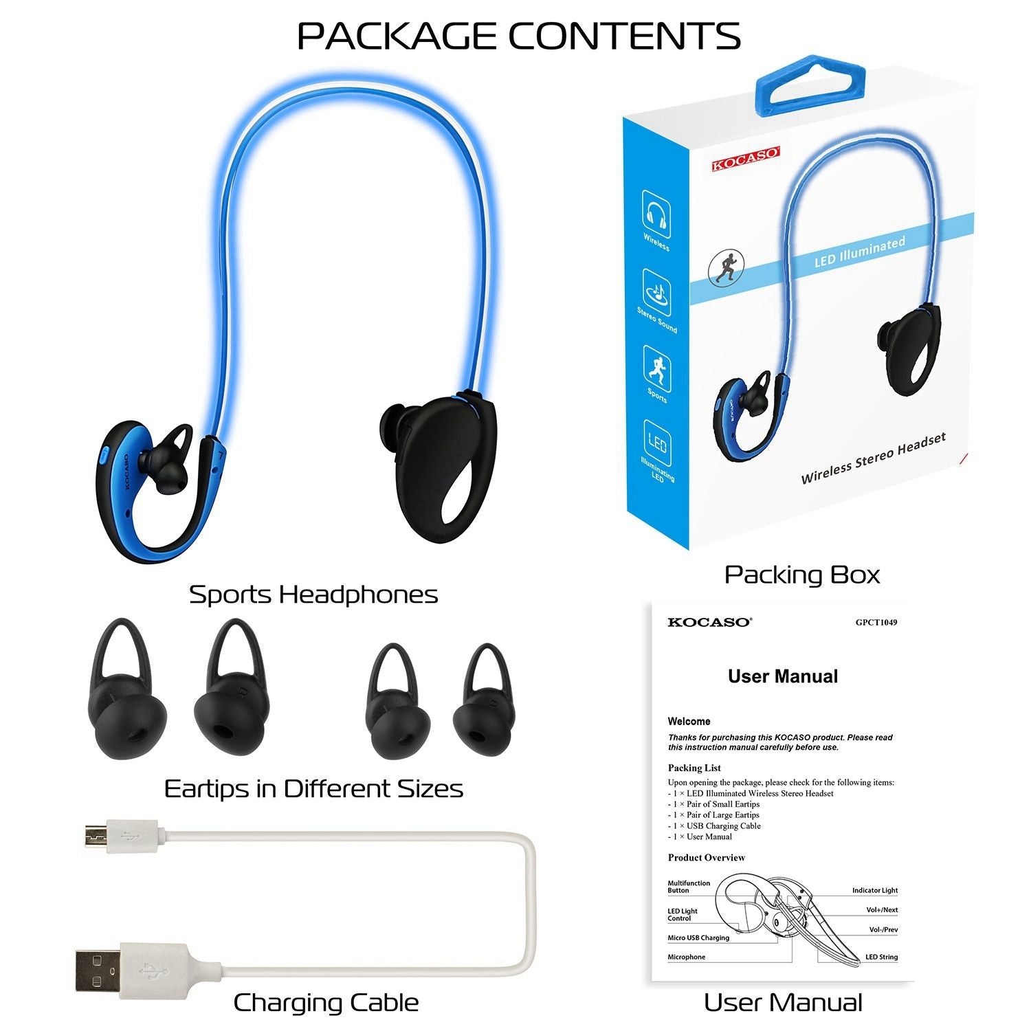 Auriculares deportivos inalámbricos auriculares Wireless V4.1 Auriculares de banda para el cuello HD Auriculares a prueba de sudor a prueba de sudor