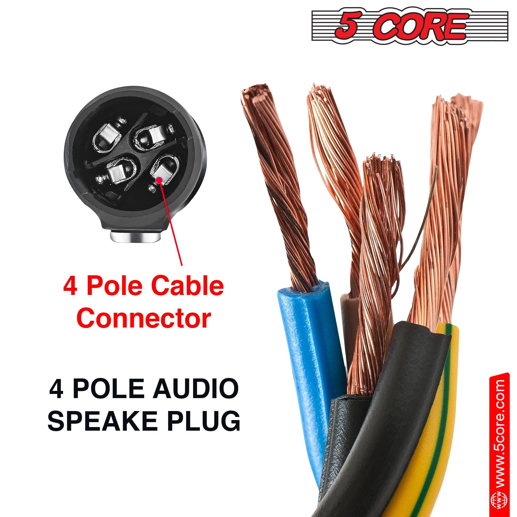 5 Core Speakon to 1/4 inch Adapter/Upgraded 1/4" Female to Male Connectors/ 4 Pole Locking Speakon Cable Mount Connector/Speak-On Connectors Speaker/Amplifier/Mixer