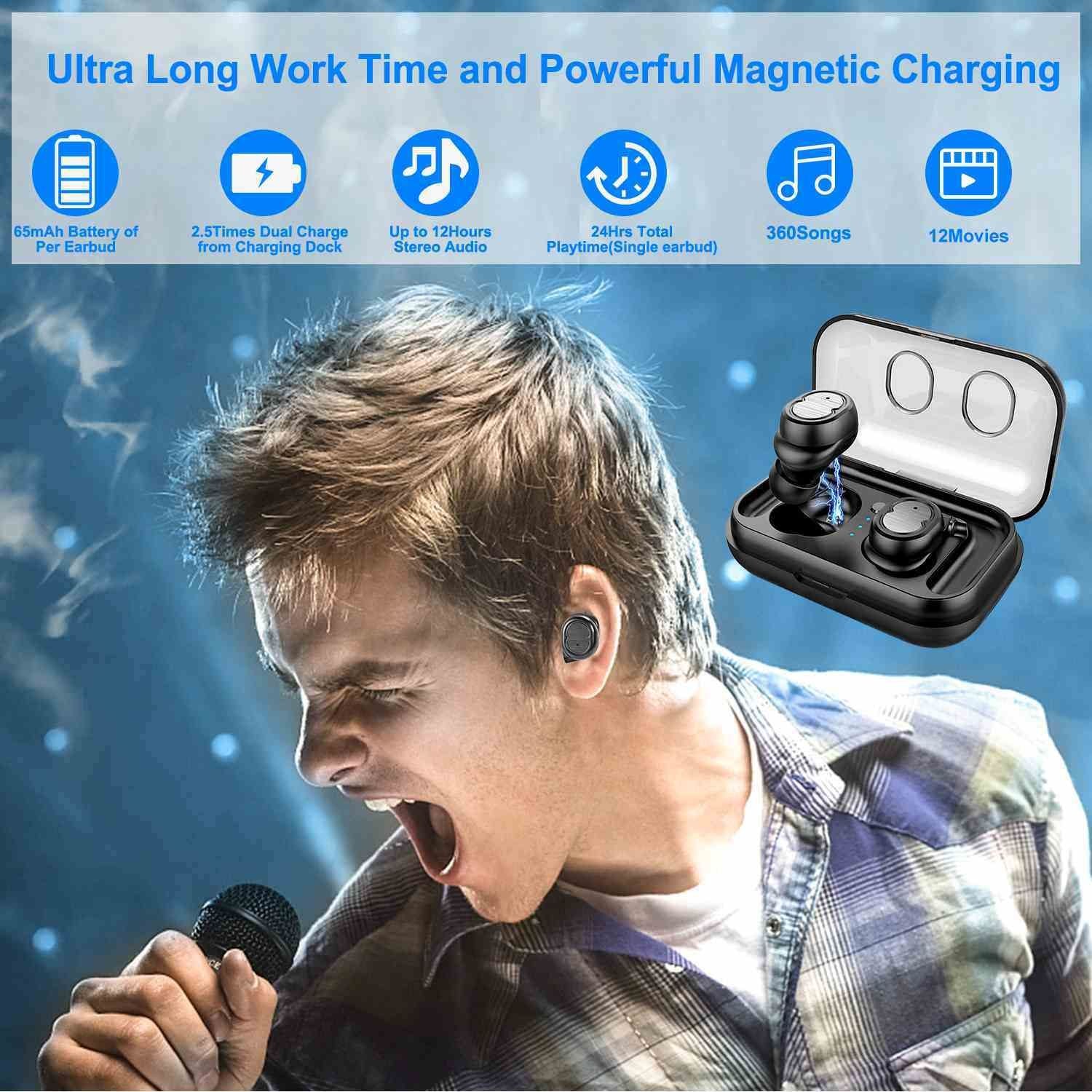 TWS Wireless 5.0 Earbuds IPX4 Touch In-Ear Stereo Earphone Noise Kanselahin ang Mga Earpieces 32.8 Ft Range ng Paghahatid