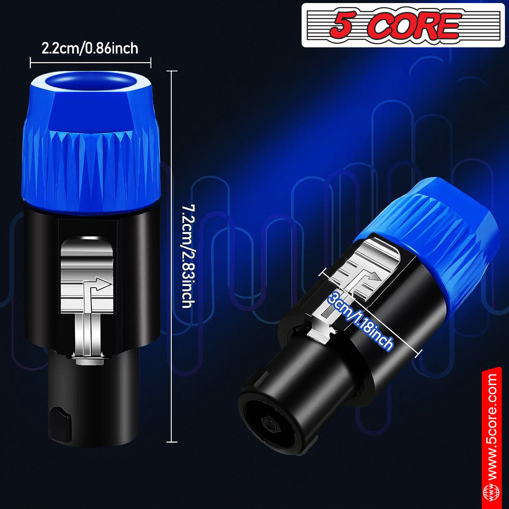 5 Core Speakon to 1/4 inch Adapter/Upgraded 1/4" Female to Male Connectors/ 4 Pole Locking Speakon Cable Mount Connector/Speak-On Connectors Speaker/Amplifier/Mixer