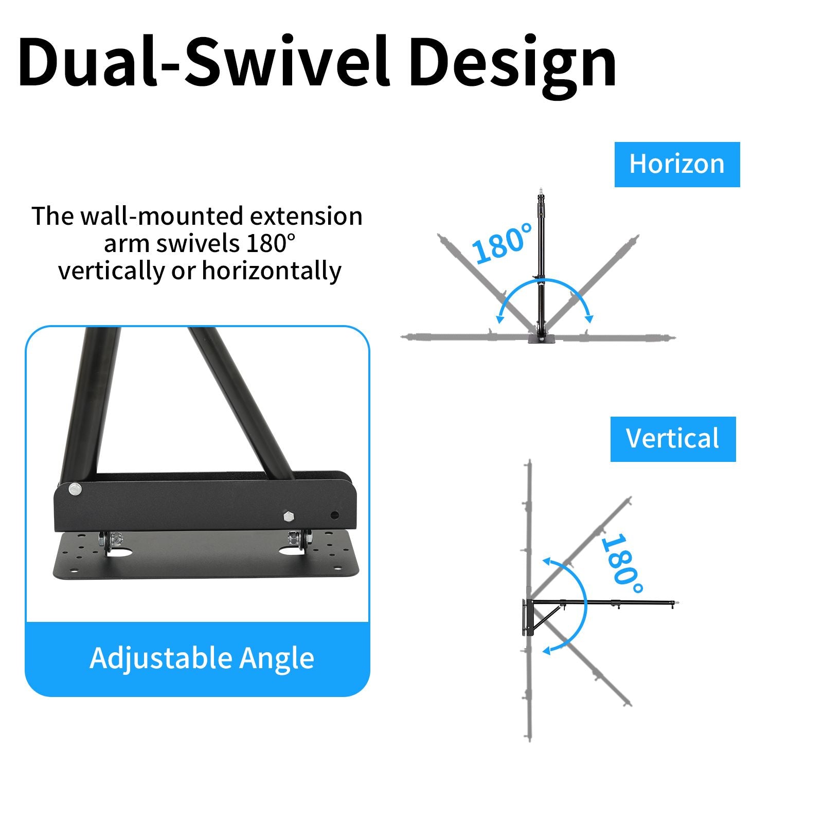 SH Wall Mount Boom Arm για φωτογράφηση στούντιο στροβοσκόπιο, μέγιστο μήκος 137cm ή 170cm, οριζόντια και κατακόρυφη περιστρεφόμενη