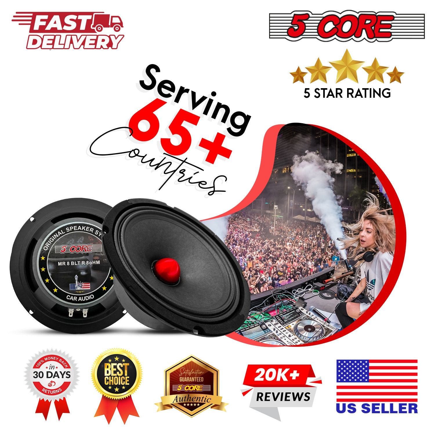 5 inch 8 inch Phạm vi Bullet Pro Audio Loa loa màu đỏ nhôm Dumspeaker 500W Max 8 ohms - Loa cửa âm thanh chất lượng cao