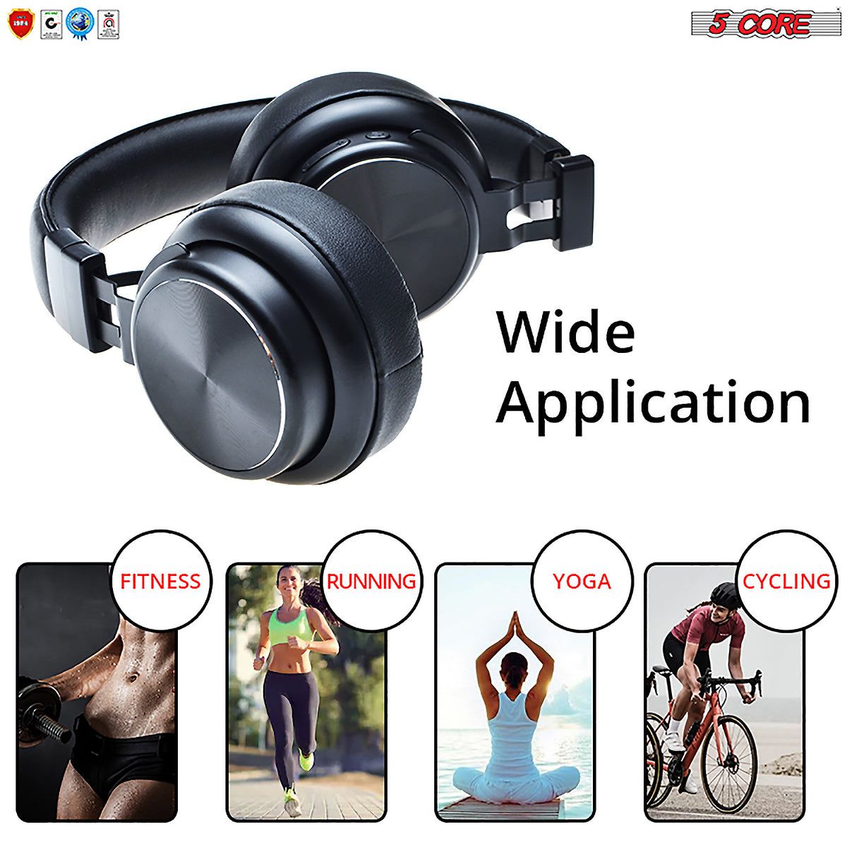 5 Core Wireless Headphones Bluetooth Over Ear Hi Fi Stereo na may Microphone at Dami ng Kontrol na Nakatiklop Perpektong Yoga Sports Office Gym - Headphone 13 B