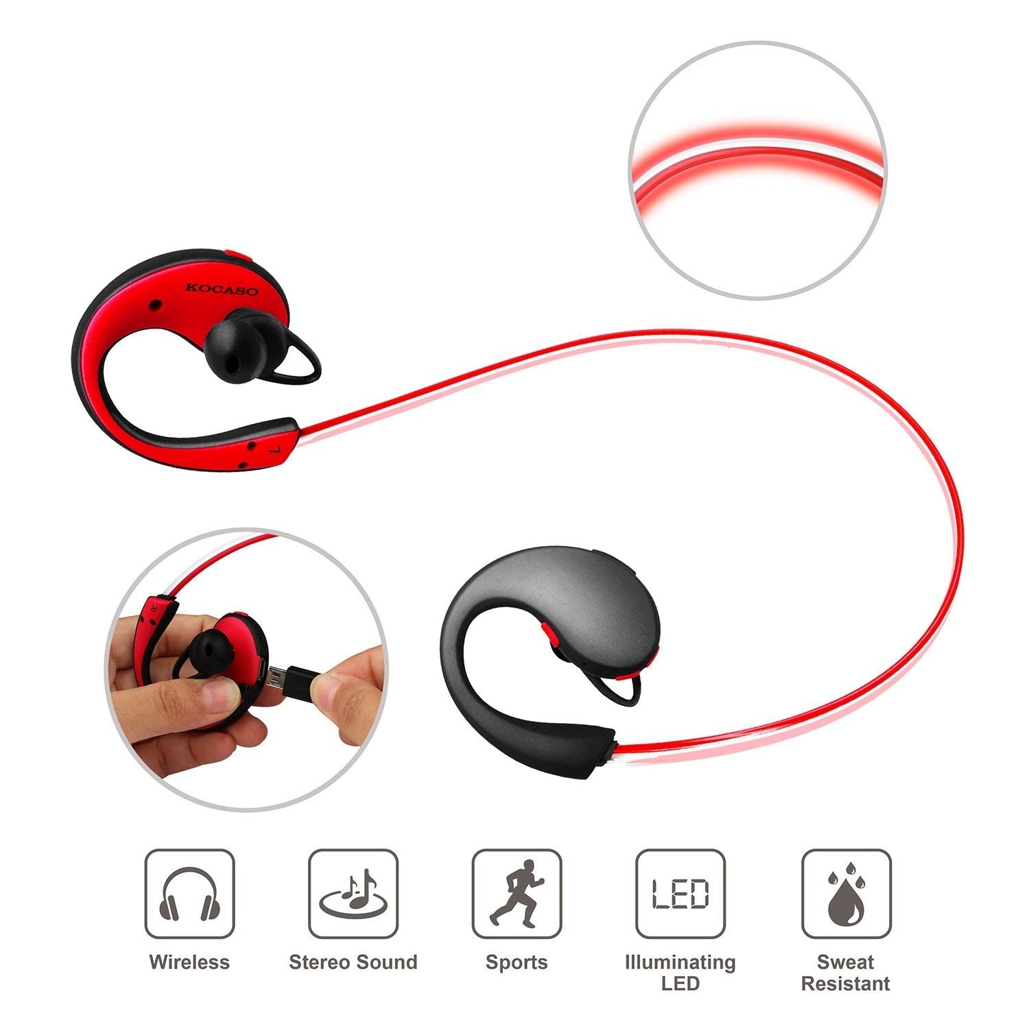 Auriculares deportivos inalámbricos auriculares Wireless V4.1 Auriculares de banda para el cuello HD Auriculares a prueba de sudor a prueba de sudor