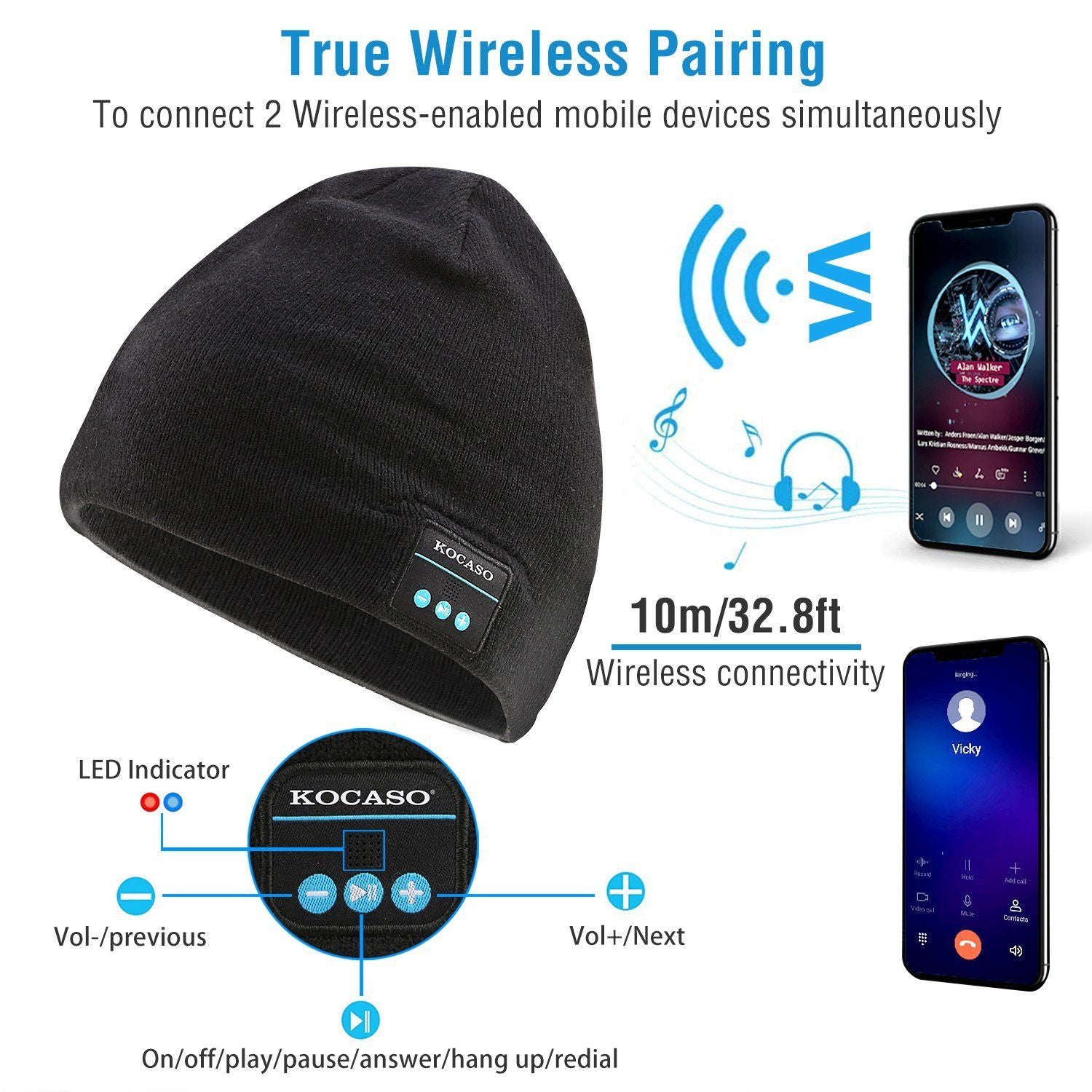 Soft Wireless Beanie Headphone Hat Wireless V4.2 Noise Cancellation Stereo Earphones Cap