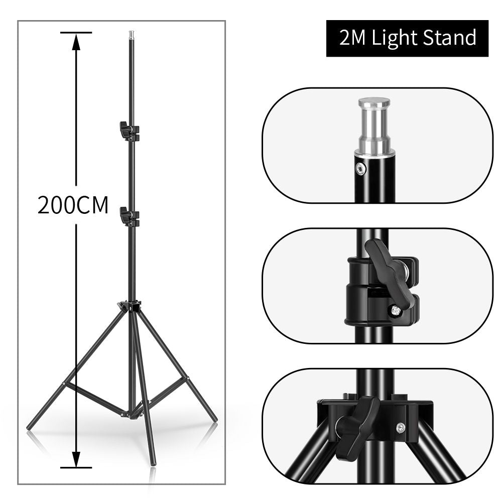 Tripod para sa softbox light stand photo studio 2m na may 1.4m boom braso nababaluktot na sandbag na sumusuporta sa pag -iilaw ng phone phone flash