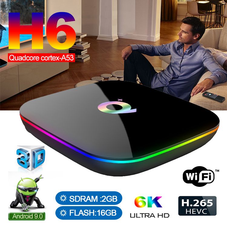 Android TV Box Q Plus 2/4GB+16/32/64GB Android 9.0 TV Box 지원 스마트 TV Bluetooth Wi -Fi