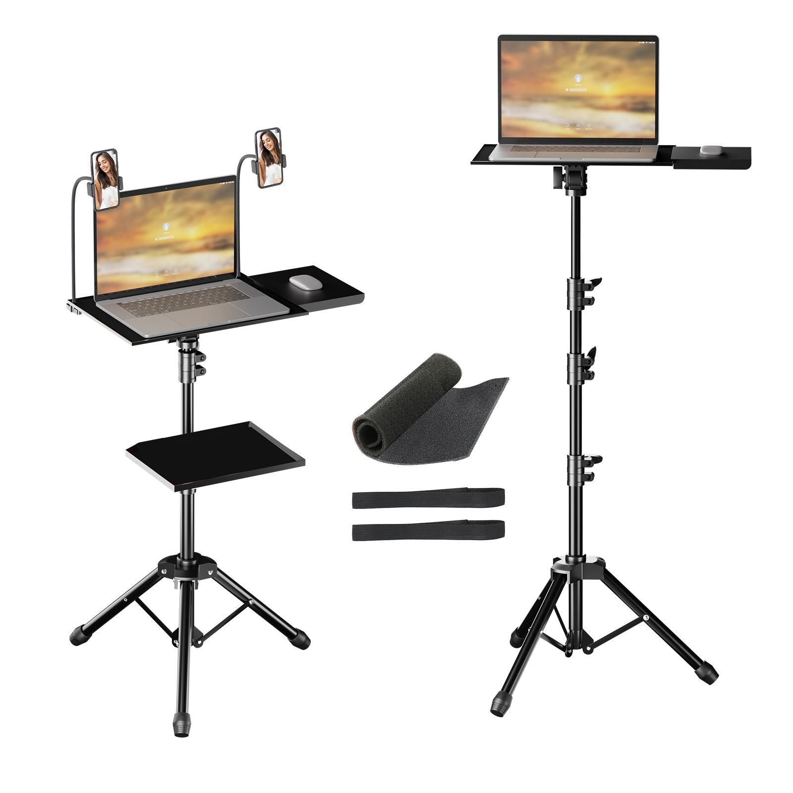 145 cm Projecteur Tripod Stand ordinateur portable Trépied Hauteur réglable de 23 à 63 "Bureau debout Stand de bureau d'ordinateur extérieur pour studio