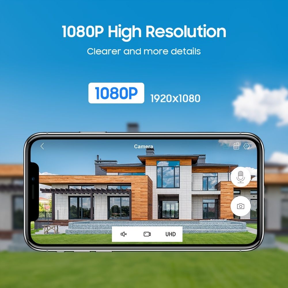 Telecamere di sicurezza all'aperto - 1080p a colori visione notturna wireless wifi home videosorveglianza e vista 360 ° inclinarsi a 360 °; TRACCAZIONE AUTO MINEDIONE Smart Avvisi; Audio a 2 vie; Resistente alle intemperie senza scheda TF/SD