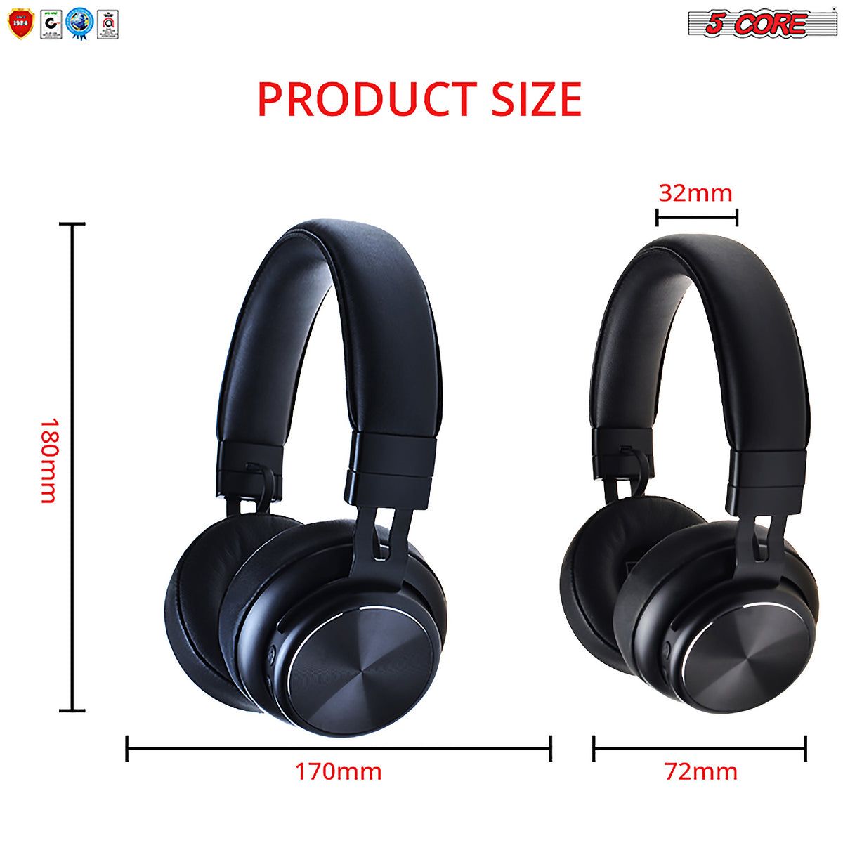 5 Core Wireless Headphones Bluetooth Over Ear Hi Fi Stereo na may Microphone at Dami ng Kontrol na Nakatiklop Perpektong Yoga Sports Office Gym - Headphone 13 B