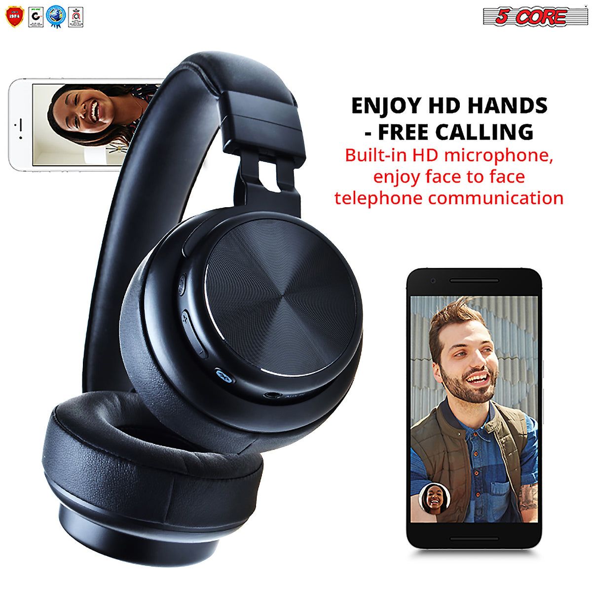 5 Core Wireless Headphones Bluetooth Over Ear Hi Fi Stereo na may Microphone at Dami ng Kontrol na Nakatiklop Perpektong Yoga Sports Office Gym - Headphone 13 B