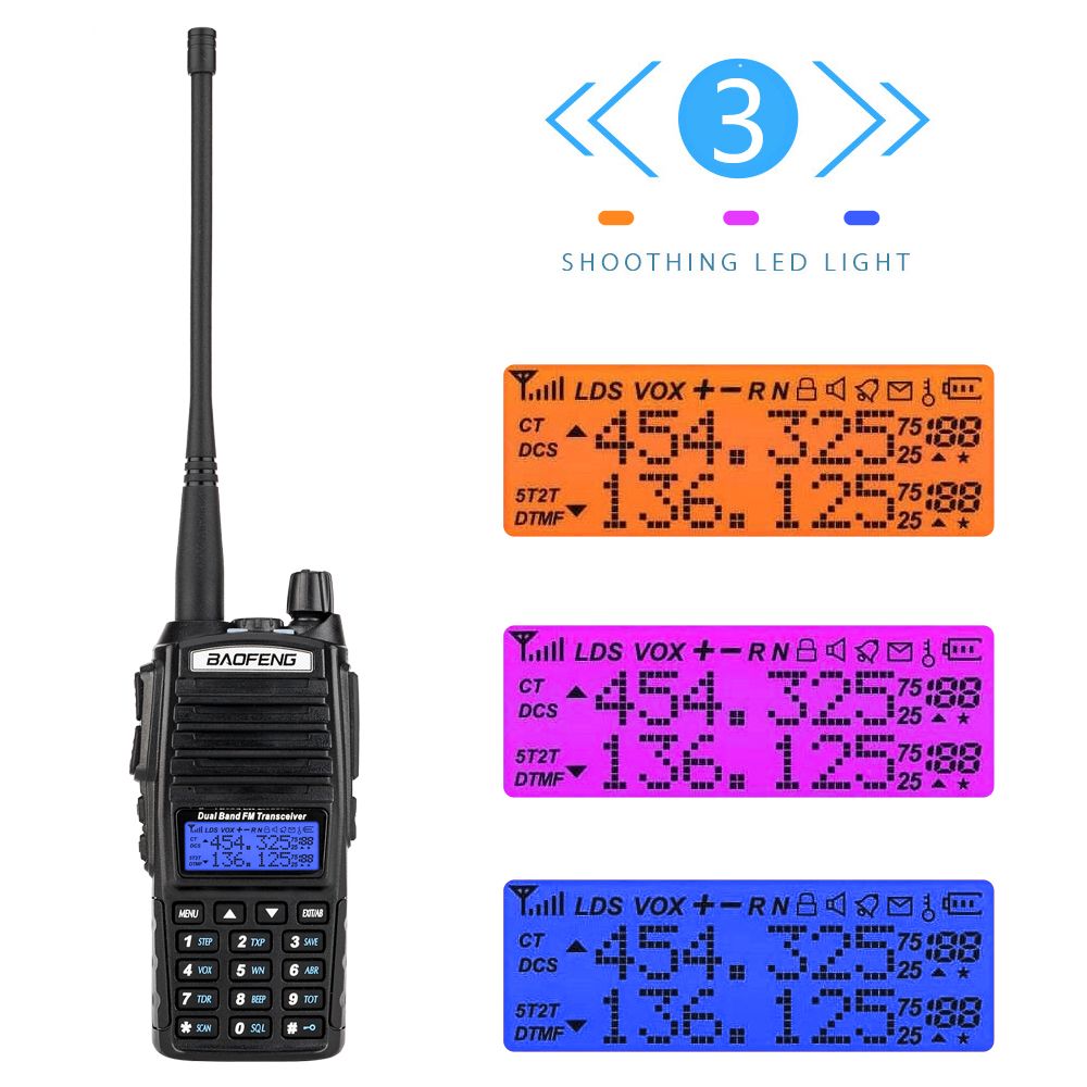 Baofeng UV-82 Walkie Talkie Dual Band tvåvägs Radio 136-174MHz VHF & 400-520MHz UHF