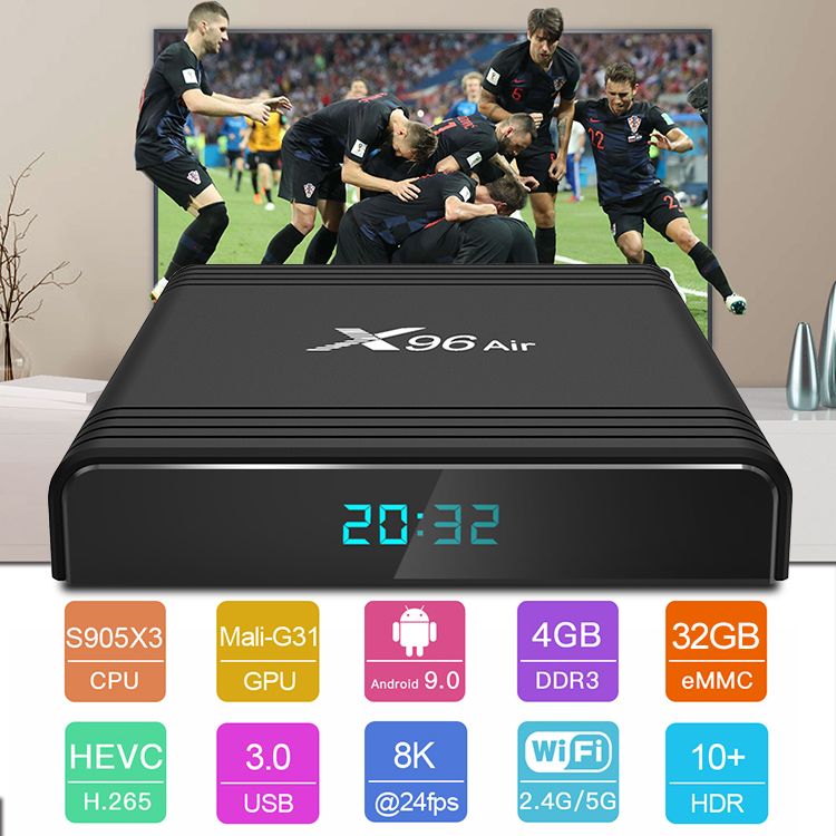 X96 Air Smart TV Box Android 9.0 4+32GB Amlogic S905X3 quad core Android TV Box Support Voice Remote BT Wifi