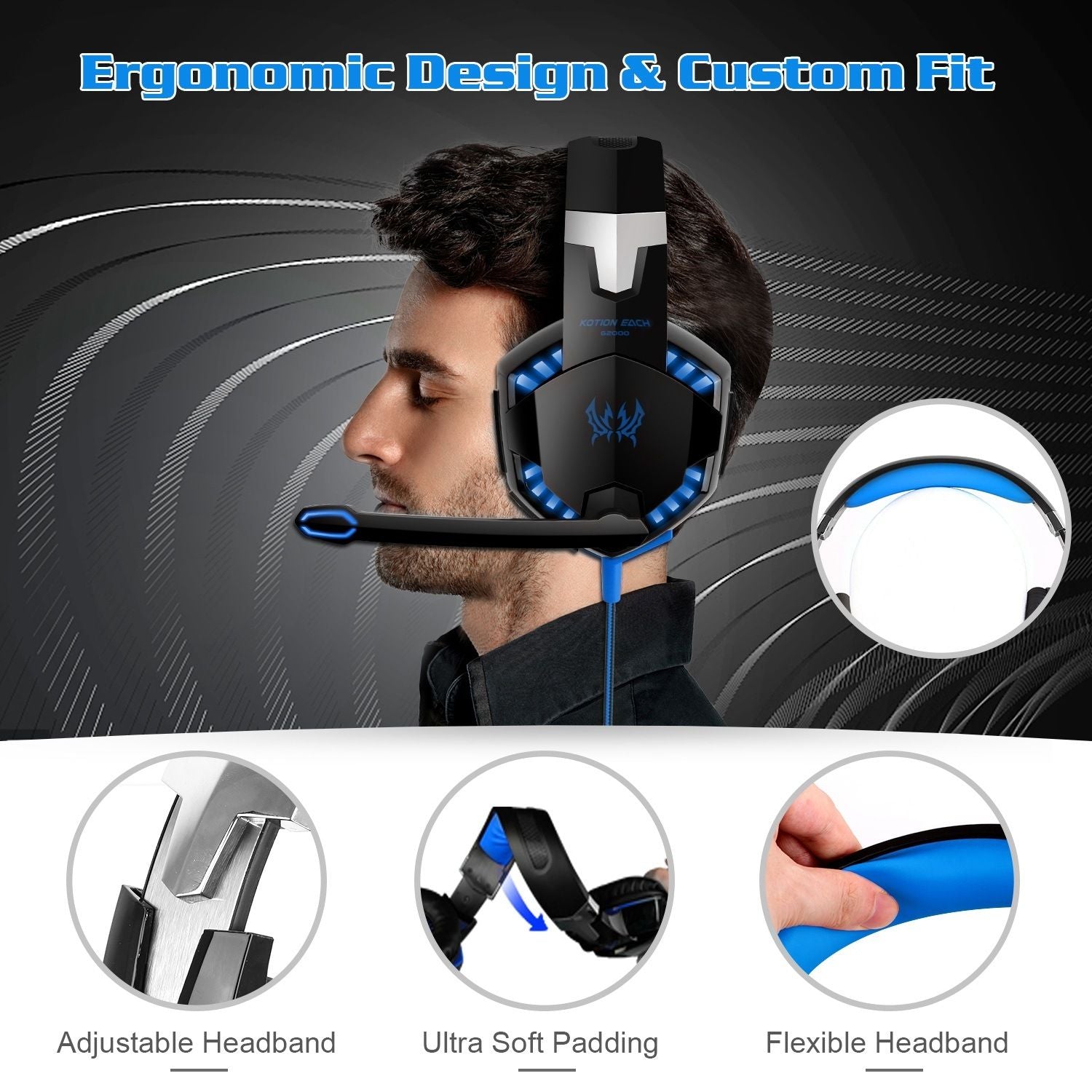 Gaming Headset Over Ear Headphones for PS4 Xbox Nintendo Switch PC Laptop