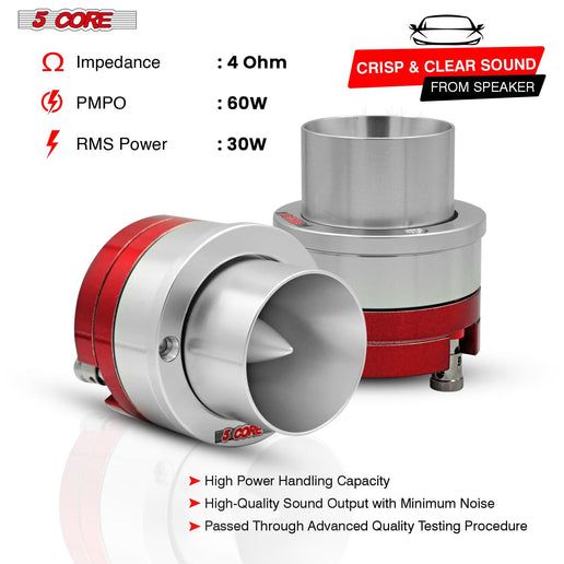 5 Core 3,5 tum Tweeters 60W Max 30W RMS 25,4 mm Voice Coil Super Tweeter Car Audio - Tw ND 02 Red