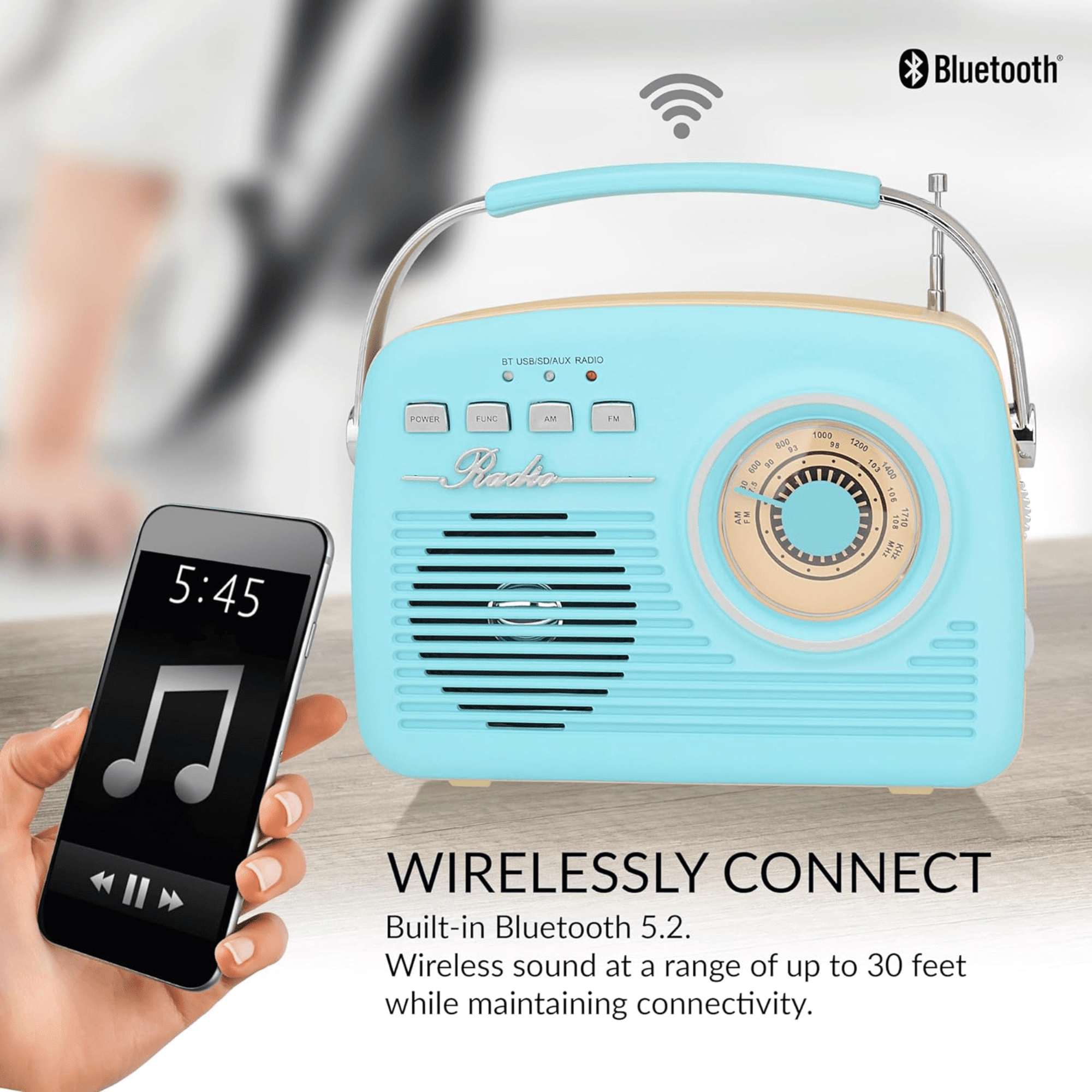 Supersonic Multi-Function Bluetooth Retro Speaker with Rechargeable Battery