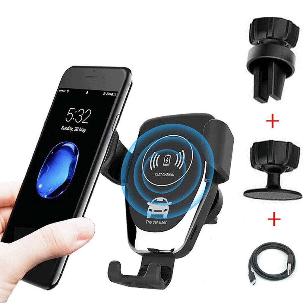 10W Wireless Fast Car Charger Mount Holder Stand Awtomatikong Clamping Charging