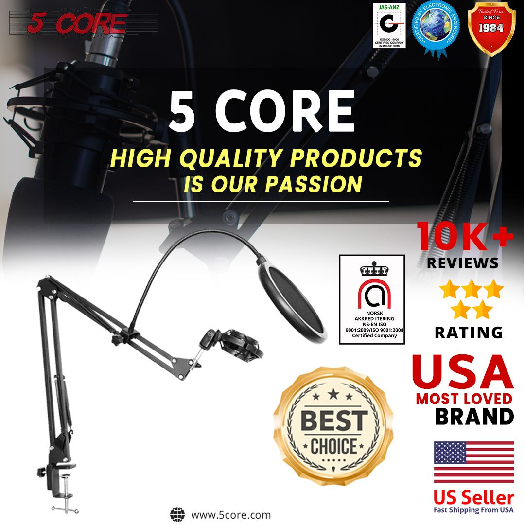 5 Croí -Micreafón Lámh Seastán Uasghrádaithe Fionraí Inchoigeartaithe Borradh Scissor Sealbhóir Mic Scissor le Scagaire Pop 3/8 "go 5/8" Adapter Mic gearrthóg Mic Turraing Munt Munt Cábla Ceangail Lámh 21