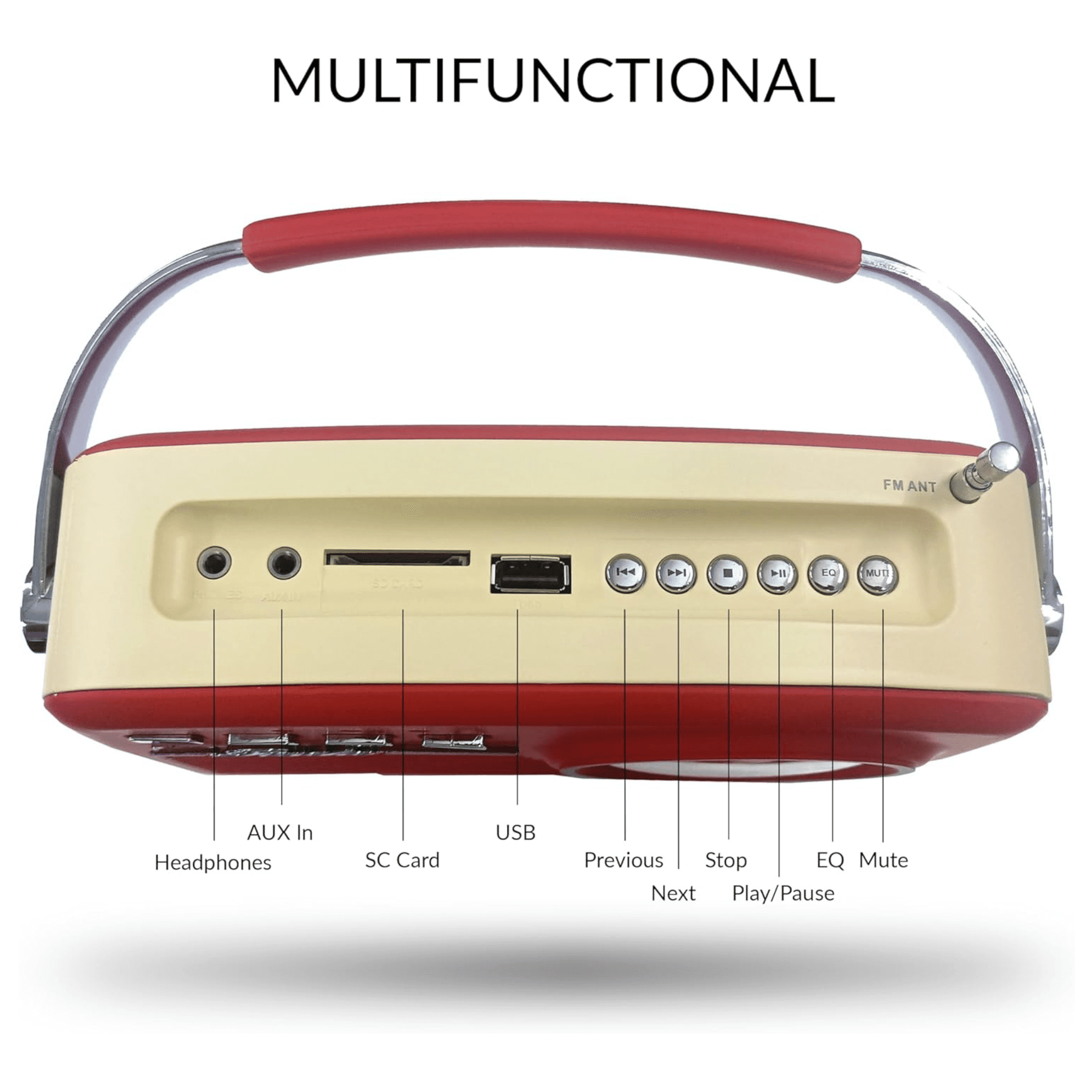 Supersonic Multi-Function Bluetooth Retro Speaker with Rechargeable Battery