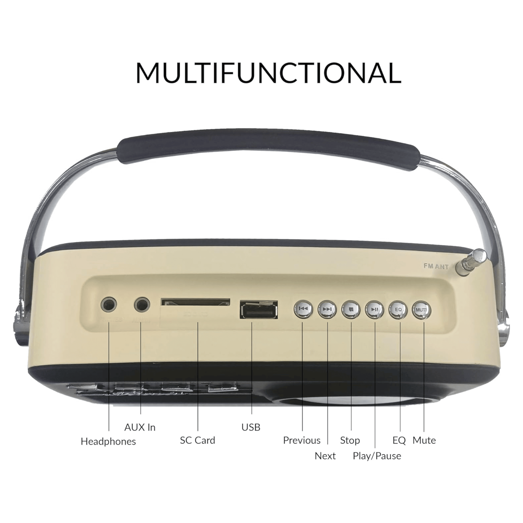 Supersonic Multi-Function Bluetooth Retro Speaker with Rechargeable Battery