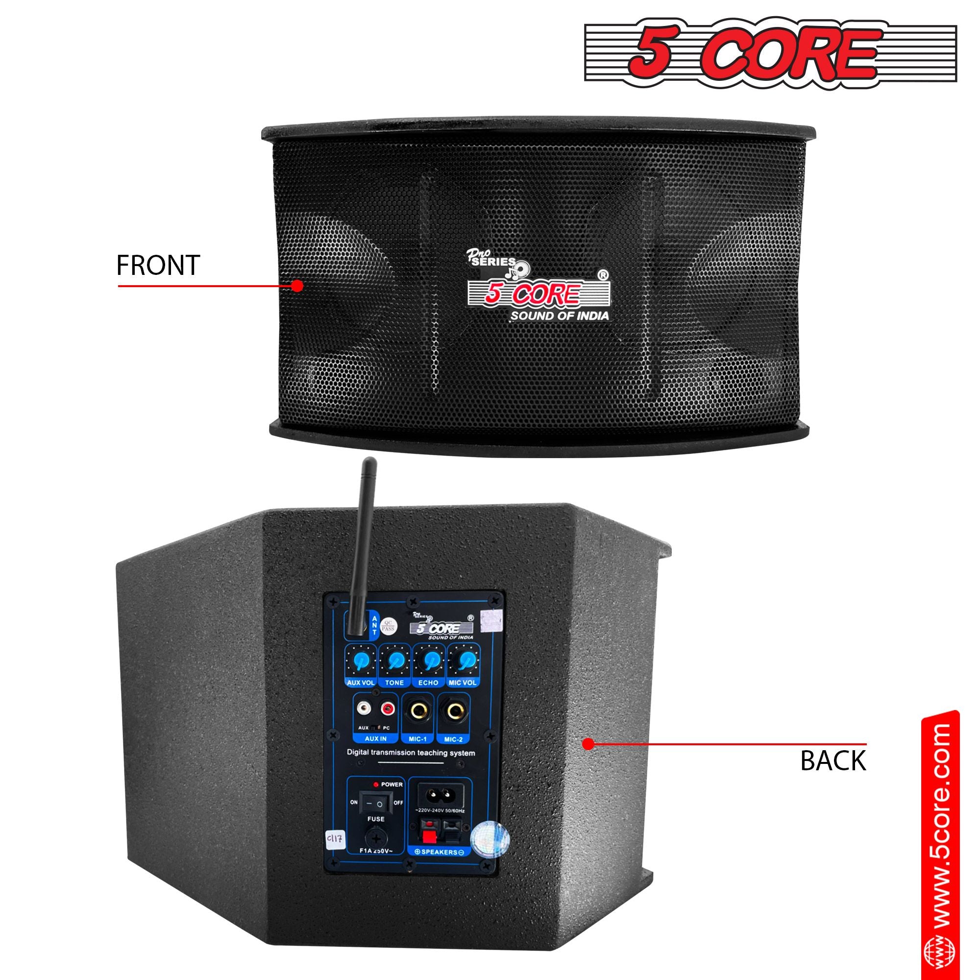 5 Core Wireless Lavalier Microphone System na may Power Amplifier 200 Watt PMPO Receiver Loud Speaker PA System Set Lapel Mic 2 In 1 Para sa Pagtuturo ng Mga Pagpupulong sa Pagsasalita Classroom Conference Seminar-5C APS