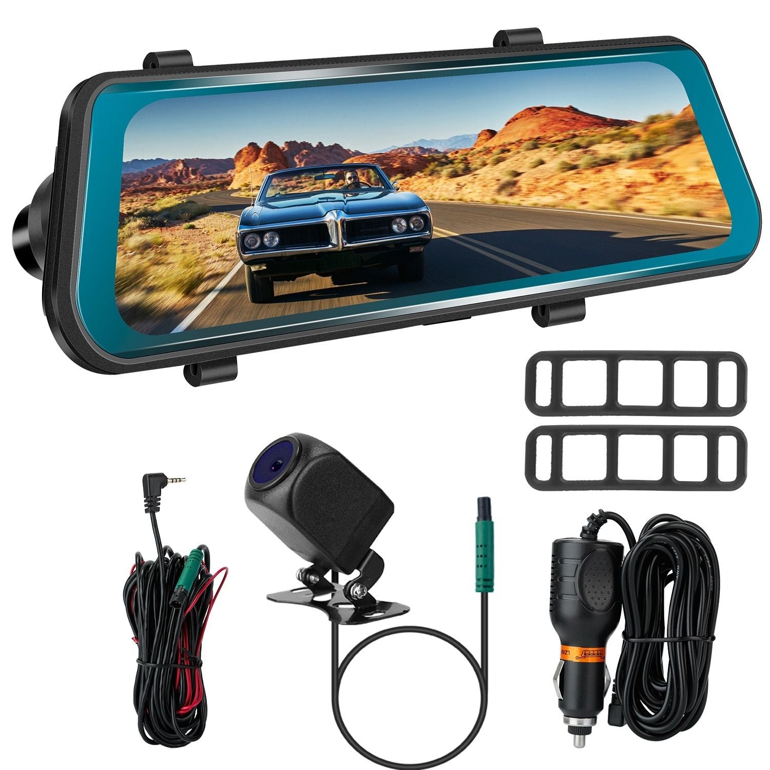 FHD 1080P CAR DVR DAN -CAMERA 9.66IN автомобиль Driving Decorder с датчиком с датчиком мониторинг плавной записи