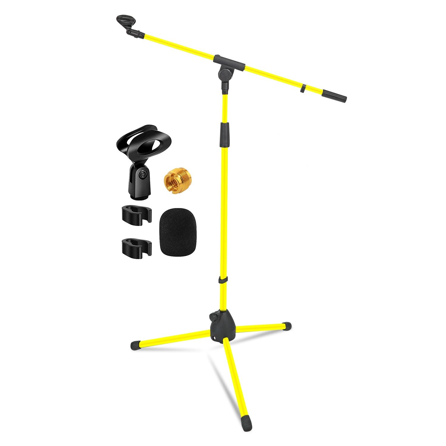 5 Core Tripod Mic Stand Floor Adjustable 18 to 72 Inches Sturdy Boom Arm Holder Microphone Stands Pedestal Para Microfono for Singing MS 080 YLW