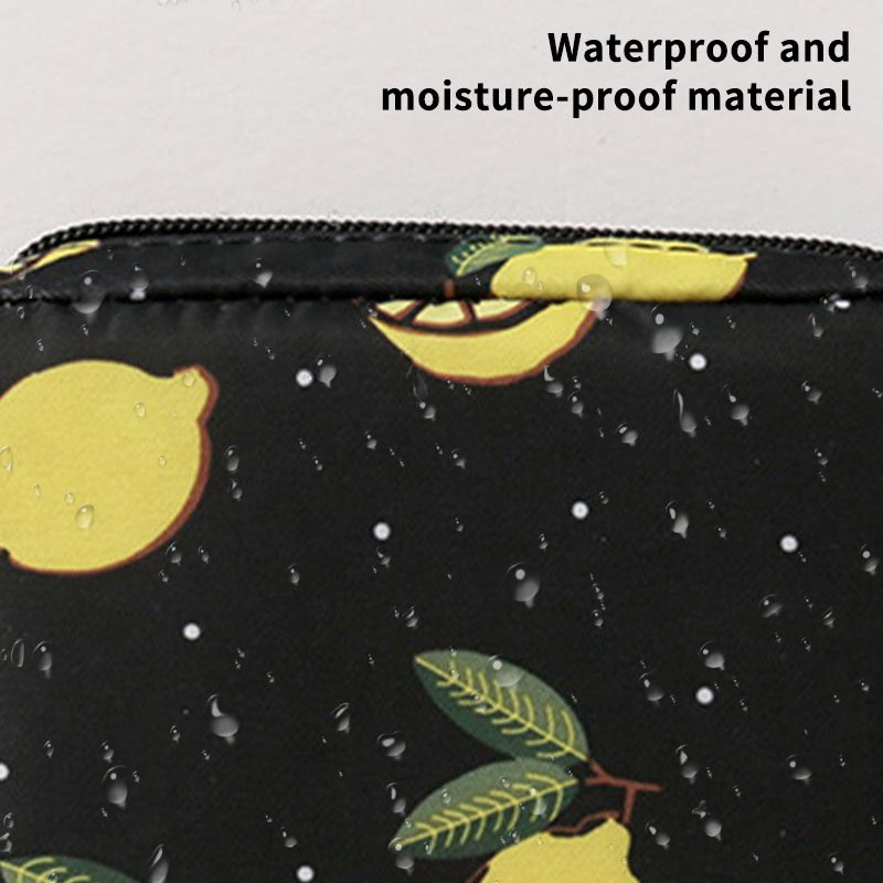 Waterproof Black Lemon Bag Girl Women Tampon Sanitary Pad Pouch Organizer Bag Travel Portable Cute Makeup Bag Square Servettfodral