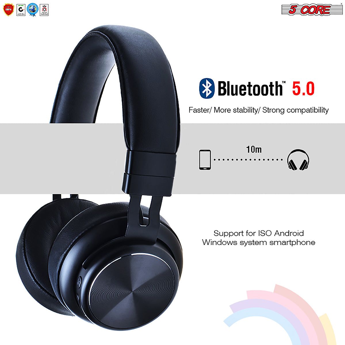 5 Core Wireless Headphones Bluetooth Over Ear Hi Fi Stereo na may Microphone at Dami ng Kontrol na Nakatiklop Perpektong Yoga Sports Office Gym - Headphone 13 B