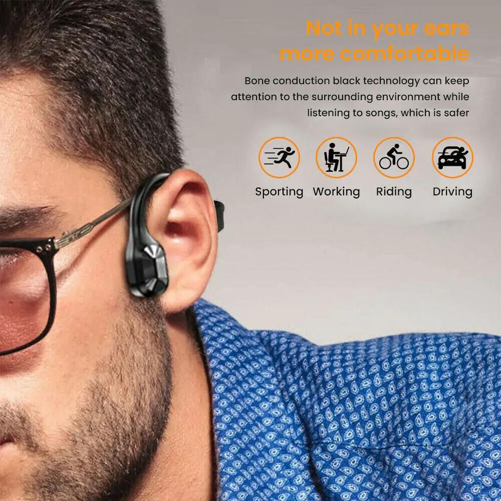 Headphone konduksi tulang tahan air terbuka telinga earbud nirkabel bluetooth headset sport waktu bermain panjang dengan mic sweatproof sound sound udara konduksi earphone untuk menjalankan olahraga berenang