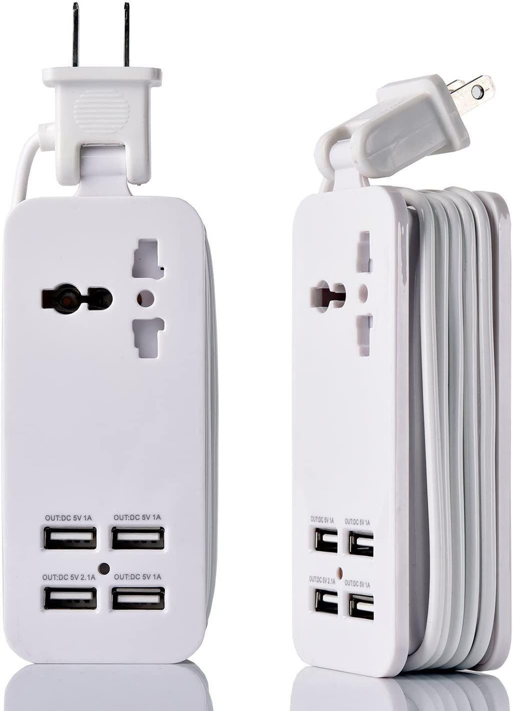 4 Port USB og Universal Outlet Ladestasjon