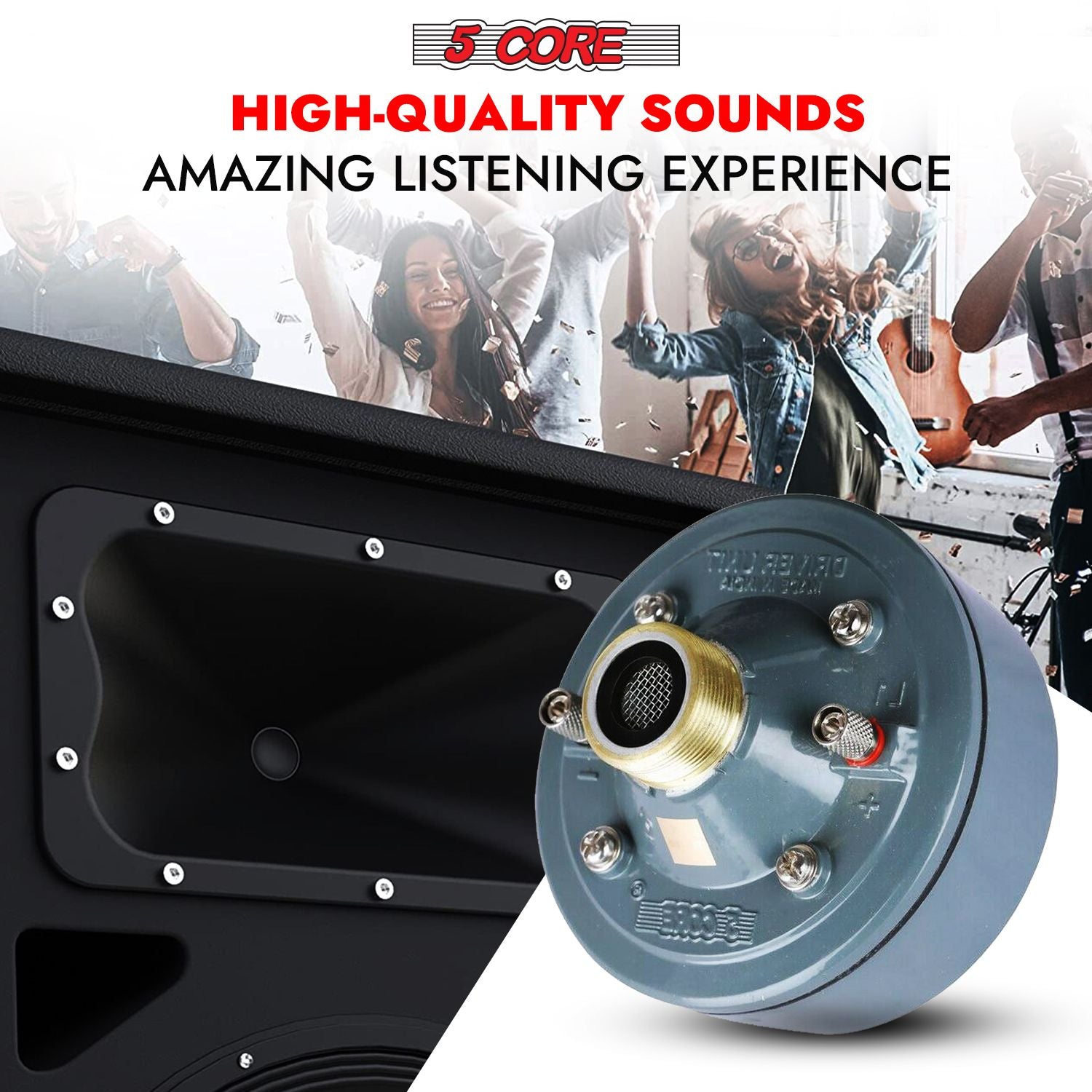 5 Core Compression Driver 600W Peak Aluminium Tweeter Membran 16 Ohm Throat Twist Horn Talare: DU 60W