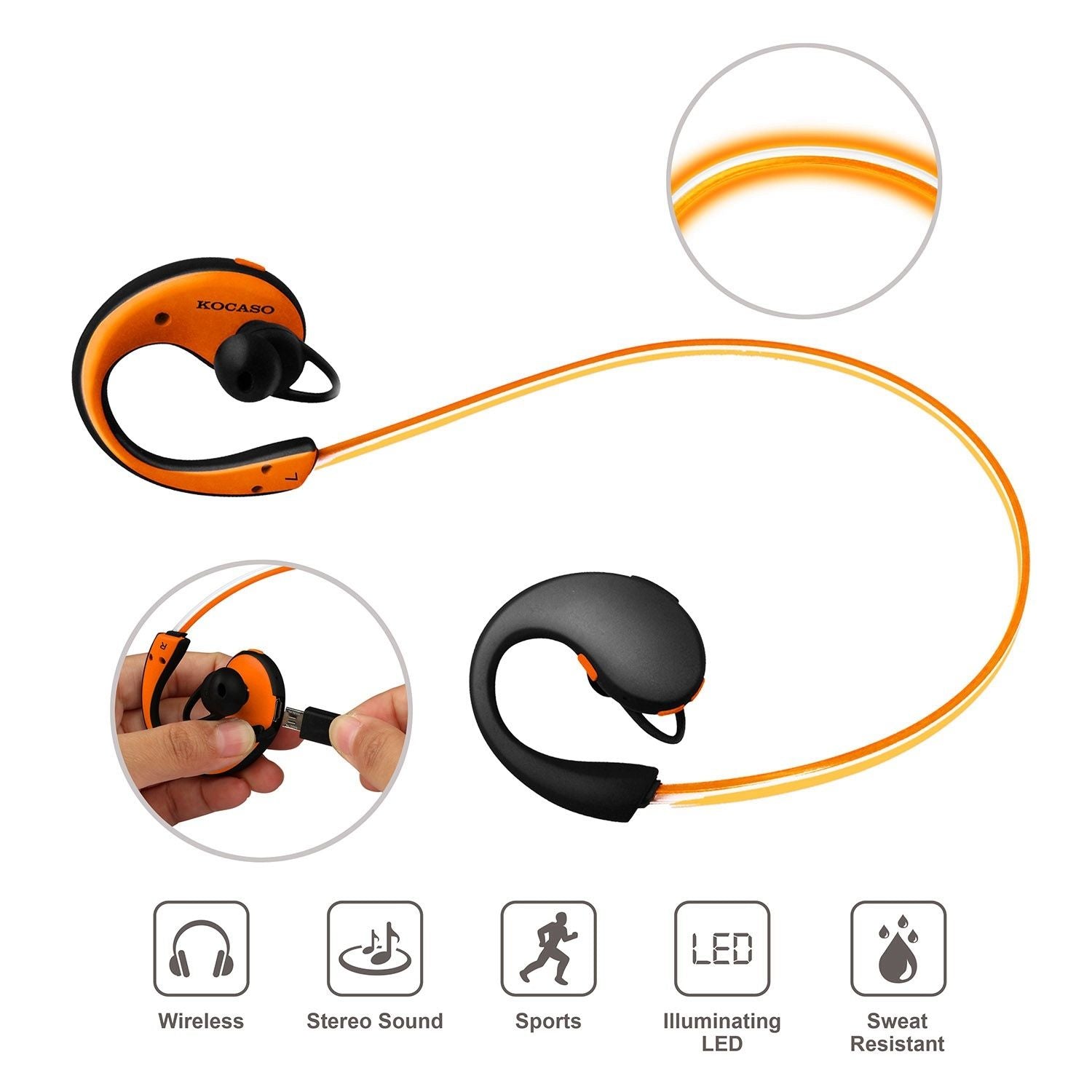 Auriculares deportivos inalámbricos auriculares Wireless V4.1 Auriculares de banda para el cuello HD Auriculares a prueba de sudor a prueba de sudor