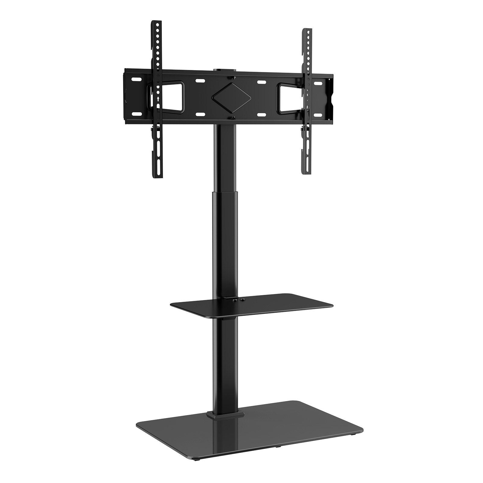 VEVOR TV Stand Mount, Swivel Tall TV Stand for 32 to 65 inch TVs, Height Adjustable Portable Floor TV Stand with Tempered Glass Base for Bedroom, Living Room