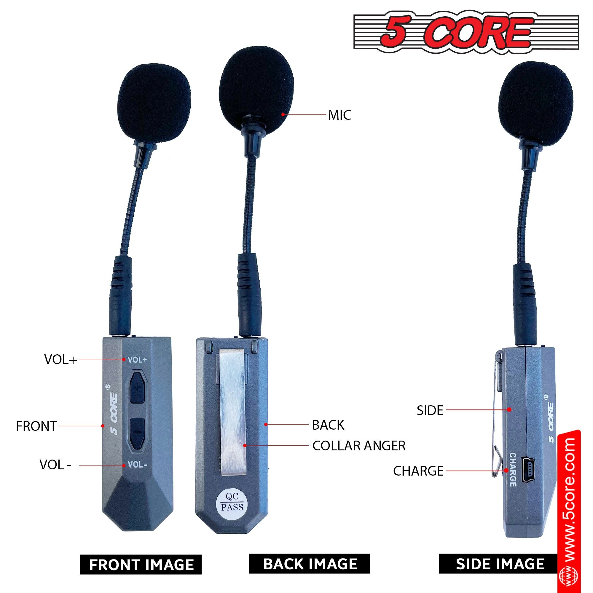 5 Core Wireless Lavalier Microphone System na may Power Amplifier 200 Watt PMPO Receiver Loud Speaker PA System Set Lapel Mic 2 In 1 Para sa Pagtuturo ng Mga Pagpupulong sa Pagsasalita Classroom Conference Seminar-5C APS