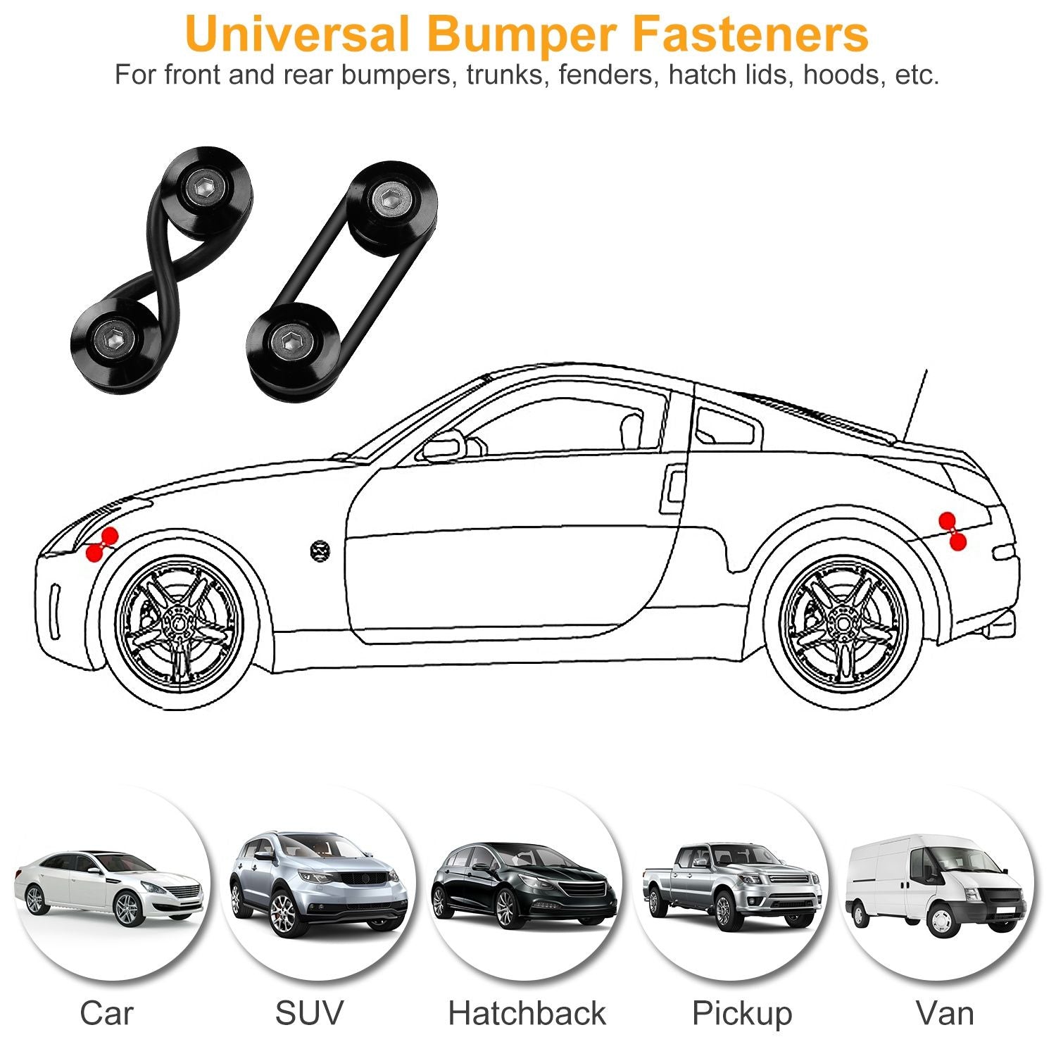 5Set Car Mabilis na Paglabas ng Bumper Fasteners Front Rear Bumper Holders Trunk Fender Hatch Lids Kit