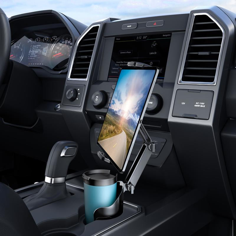Cup Holder Tablet Mount for Ipad: Car Cup Holder Tablet Stand with Adjustable Arm for Truck Compatible with Ipad Pro Air Mini | Galaxy Tab | Kindle Fire HD or Other 4.7-12.9" Devices